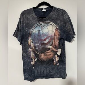 3 for $10 American Flag Eagle Dreamcatcher Tie Dye Tee Shirt Medium Grey